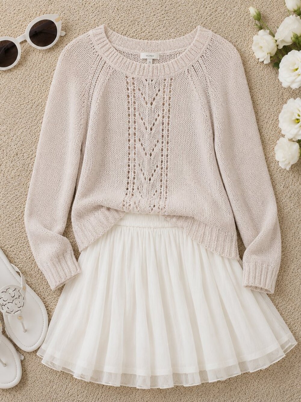 SOFT JOIE crochet crew-neck pullover